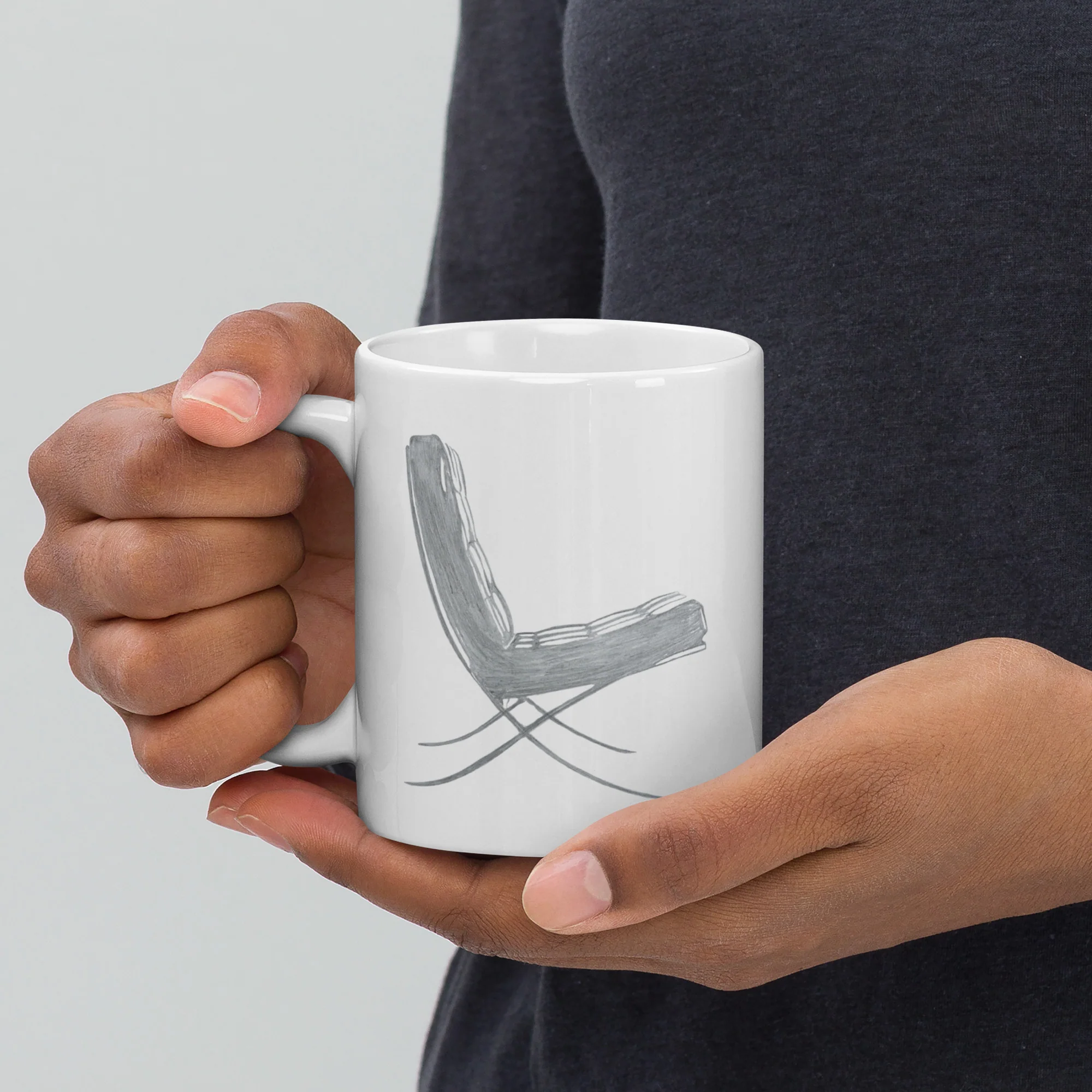 Barcelona Chair White Glossy Mug - Image 3