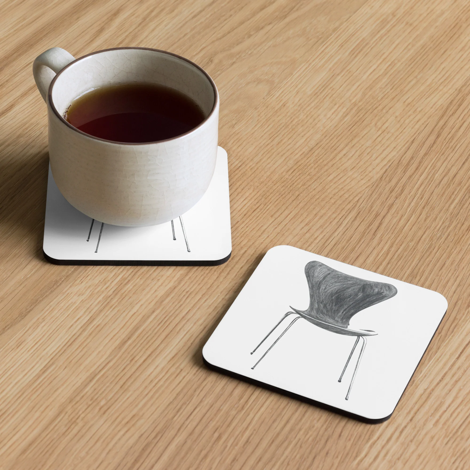 Modern Stacking Chair Cork-Back Coaster