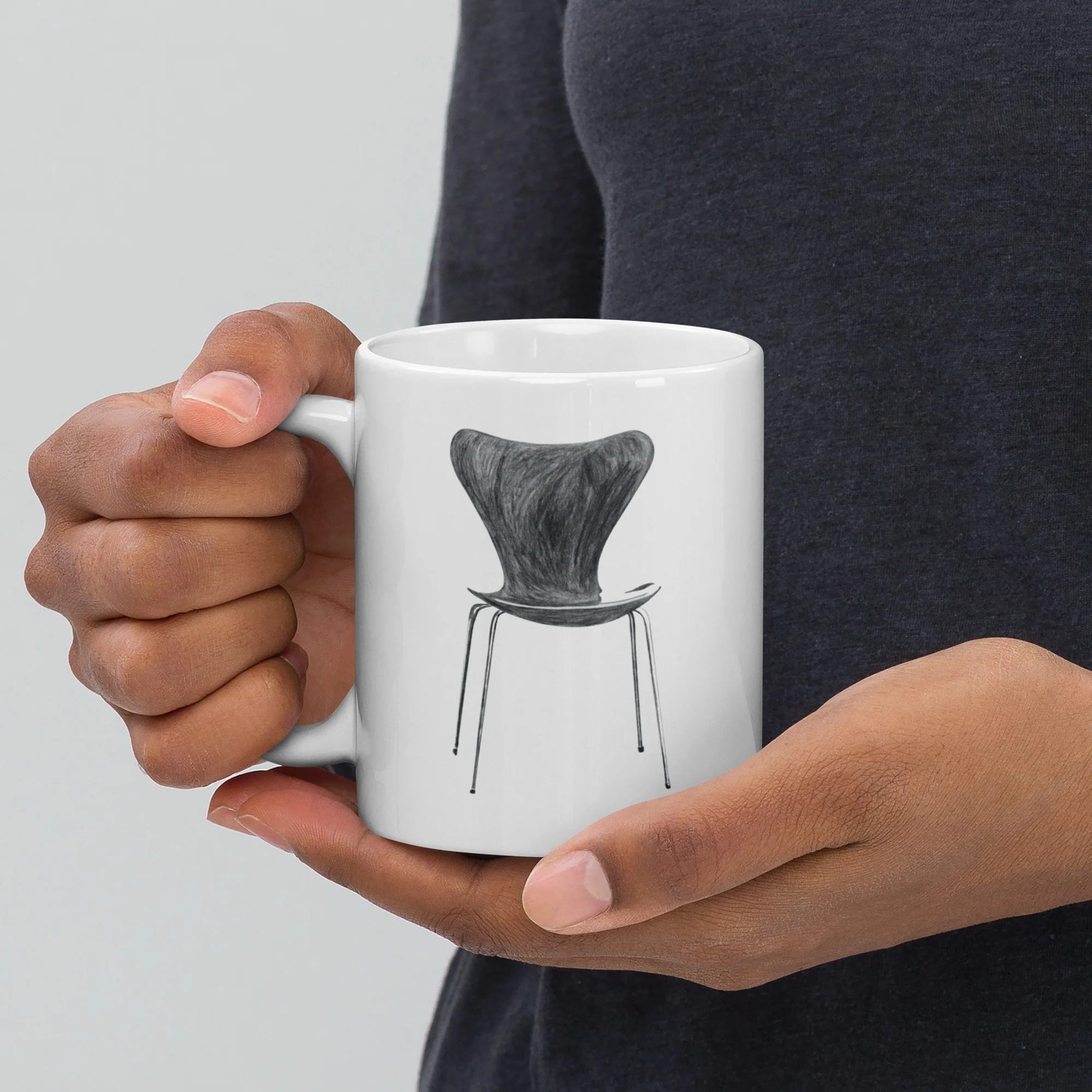 Modern Stacking Chair White Glossy Mug - Image 3
