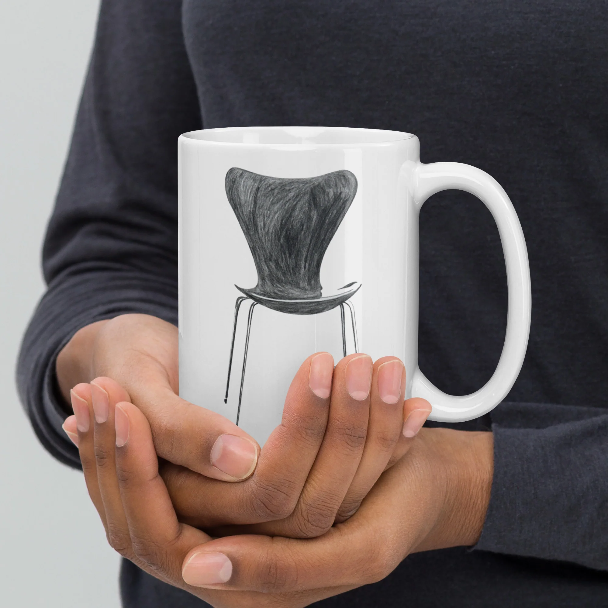 Modern Stacking Chair White Glossy Mug - Image 4