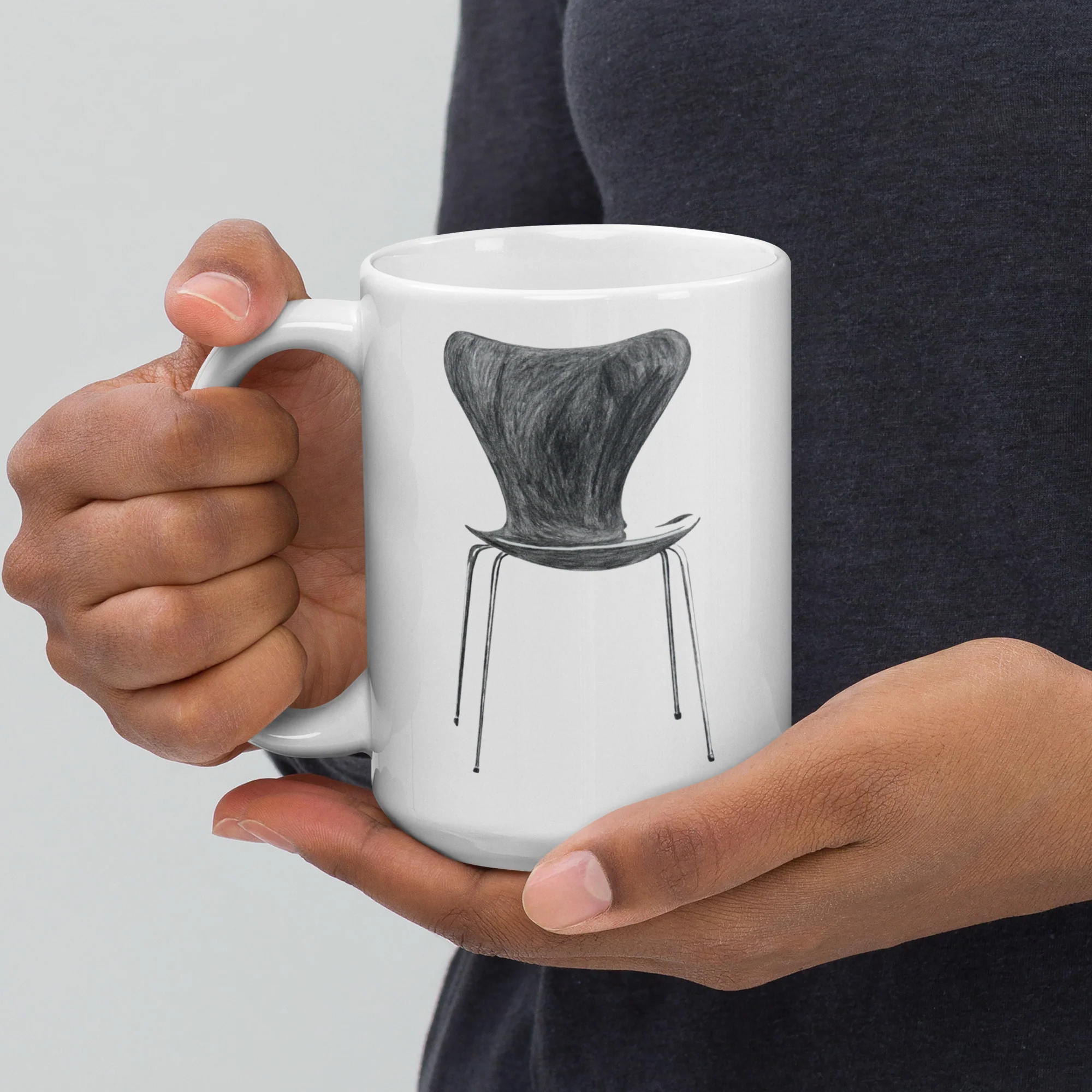 Modern Stacking Chair White Glossy Mug - Image 5