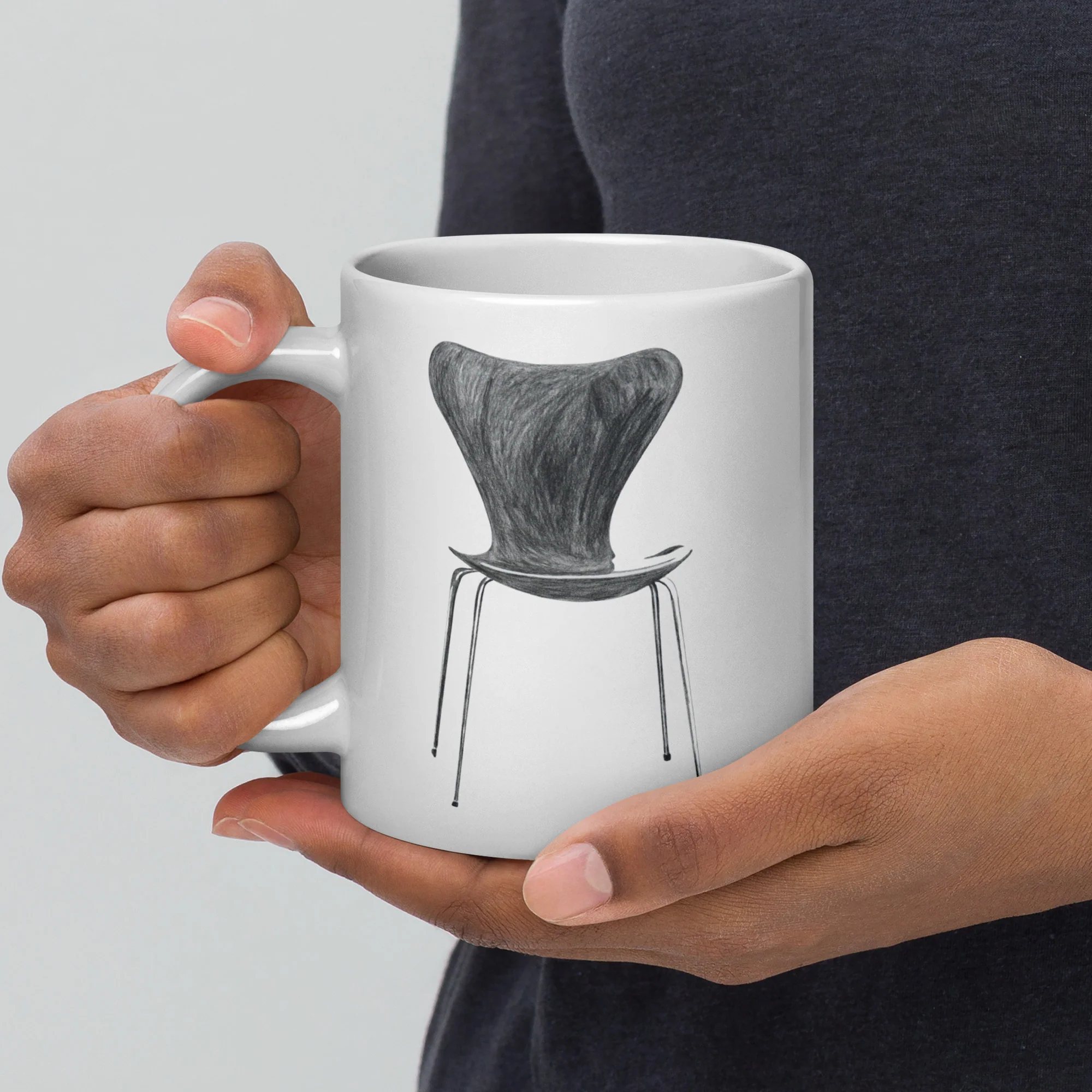 Modern Stacking Chair White Glossy Mug - Image 7