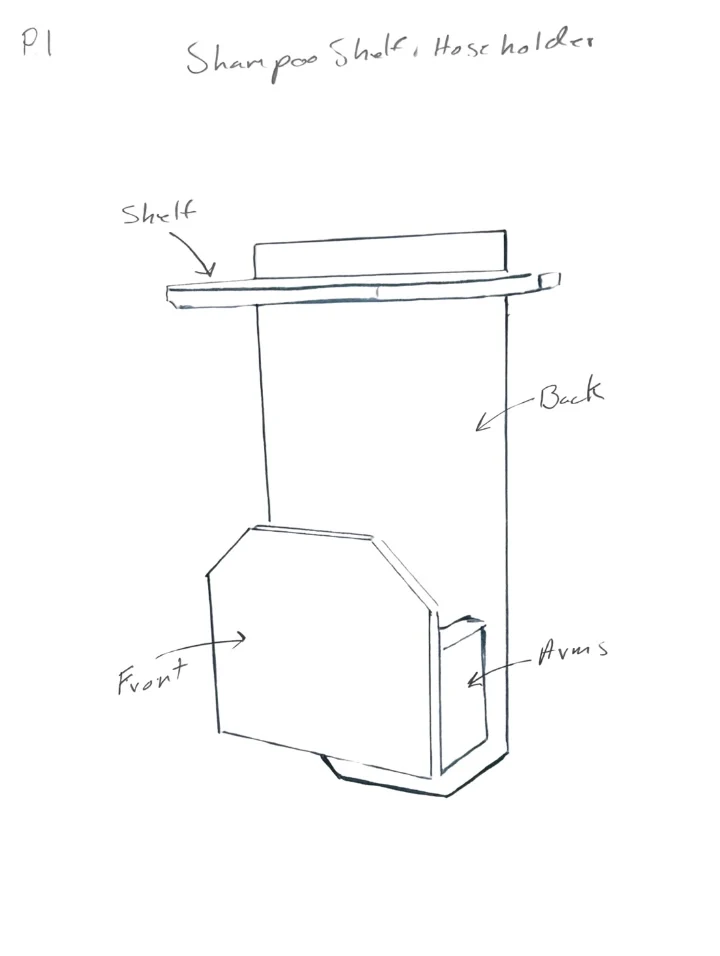 Outdoor Shower Shampoo Shelf With Hose Holder Plan